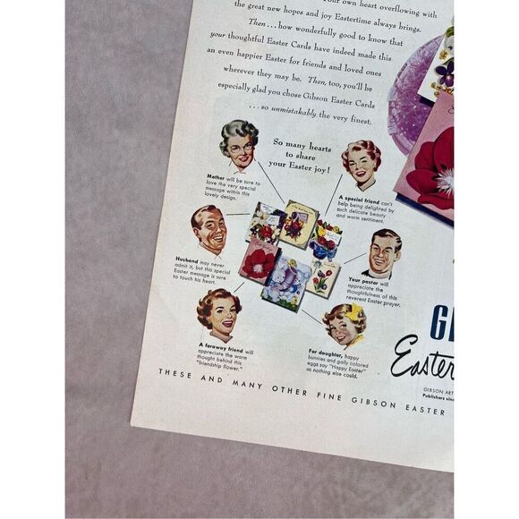 Vintage 1951 Advertising Print of Gibson Easter Cards Ad Mod MCM Ephemera - Picture 2 of 6